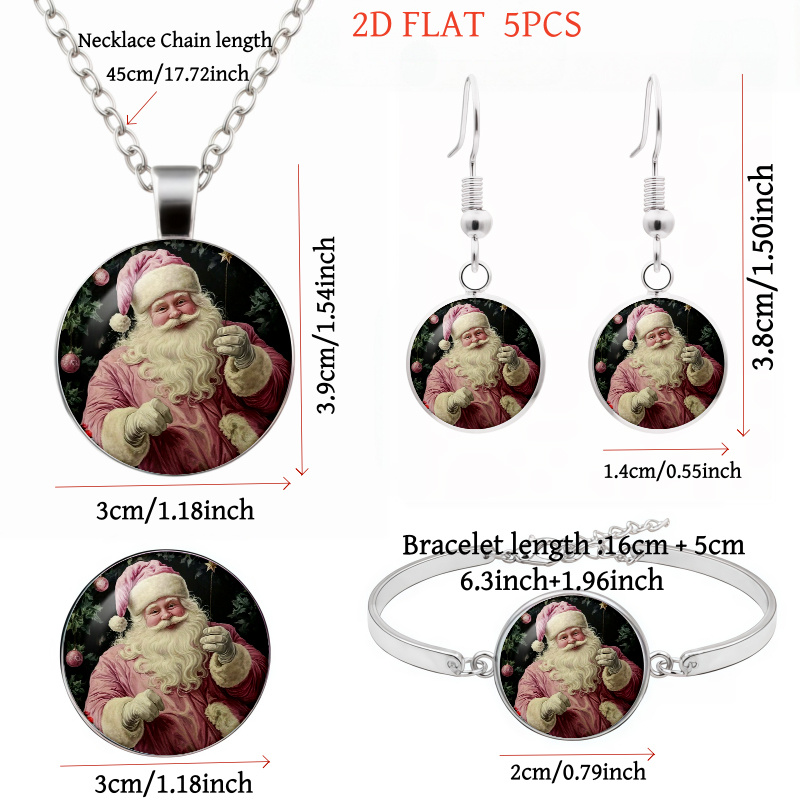 5pc Christmas Santa Claus Ladies Jewelry Set, Festive Gift